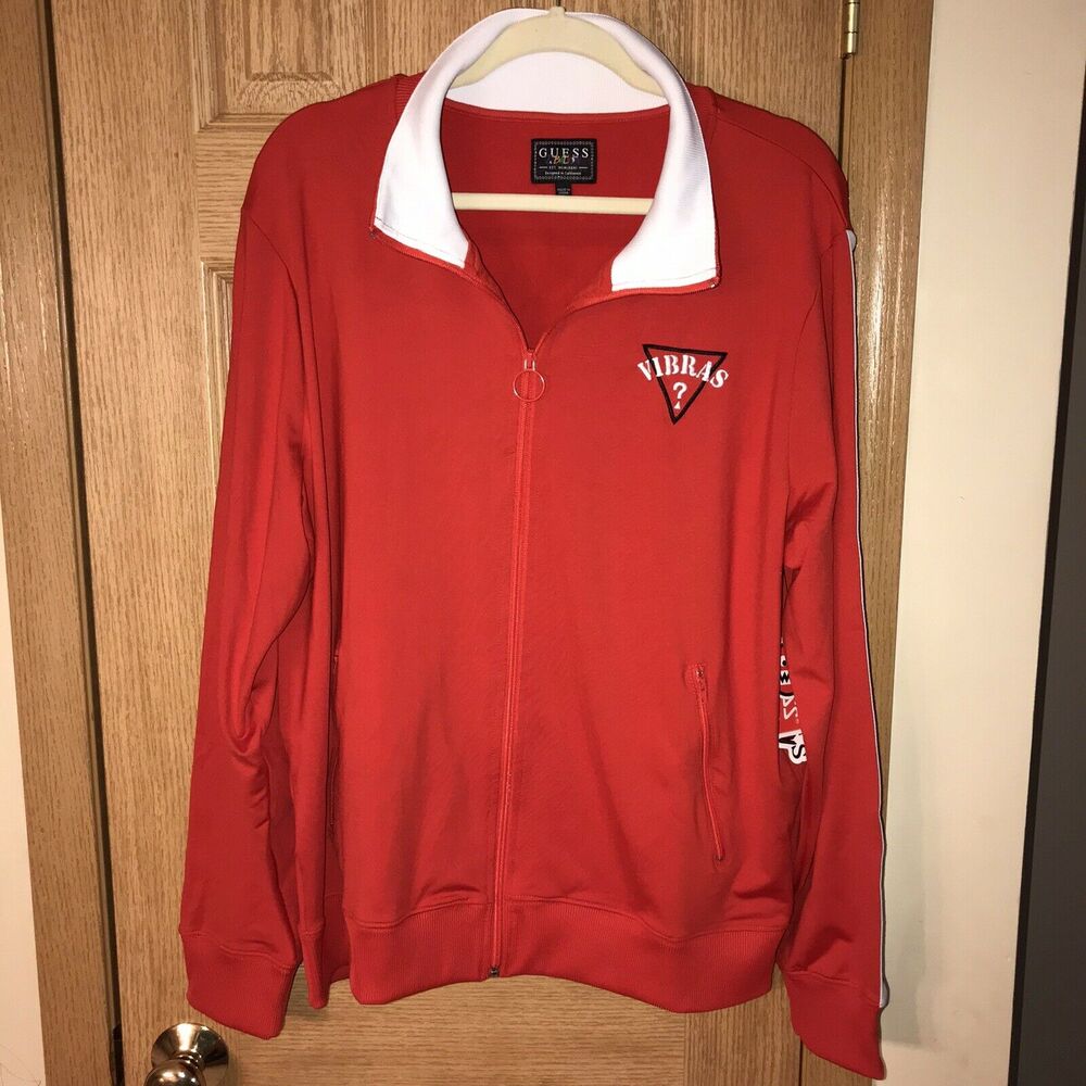 GUESS X J Balvin Vibras Track Jacket Red Mens Size XL Rare